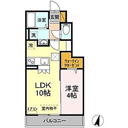 ティアラ新鎌II 1階1LDKの間取り