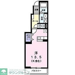 ミルトニア 1階ワンルームの間取り