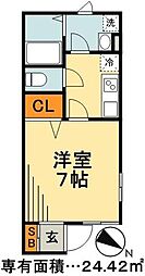 BE　WEST 1階1Kの間取り