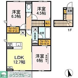 グレイスマチハタ 206 2階3LDKの間取り
