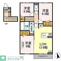 グレイスマチハタ 205 2階3LDKの間取り