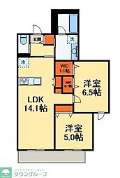 つくばエクスプレス 柏の葉キャンパス駅 徒歩9分の賃貸マンション 1階2LDKの間取り