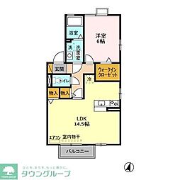 セブンオークス　G 2階1LDKの間取り