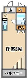 ベルメゾン三郷 5階ワンルームの間取り