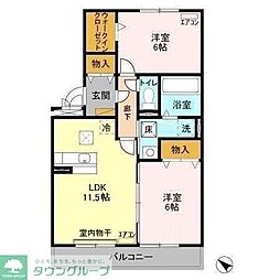 グランドソレイユB 2LDKの間取図画像