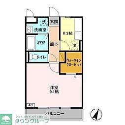 セレニティーホームズA 1Kの間取図画像