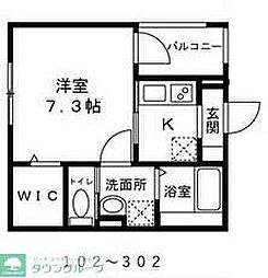 クレストール 1Kの間取図画像