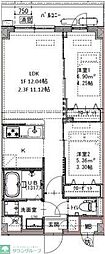 GENOVIA六町 2LDKの間取図画像