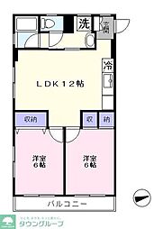 USパレス2 2LDKの間取図画像