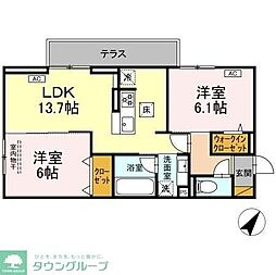 フライハイト 2LDKの間取図画像