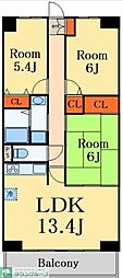 メゾンイソップ新松戸 3LDKの間取図画像