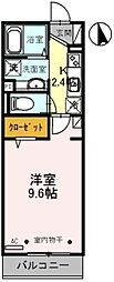 セジュールK 1Kの間取図画像
