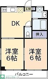 パールビル牧の原 2DKの間取図画像