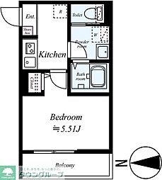 GRADUS矢切 1Kの間取図画像