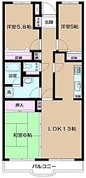 イーストパーク胡録台 3LDKの間取図画像