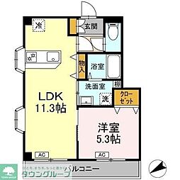 サンセットヒルズ壱番館 1LDKの間取図画像