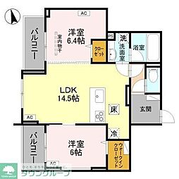 吉川市大字高久アパート 2LDKの間取図画像