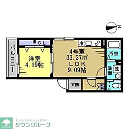 ルーブル柏若葉町 1LDKの間取図画像