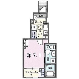 JR川越線 南古谷駅 徒歩18分の賃貸アパート 1階1Kの間取り