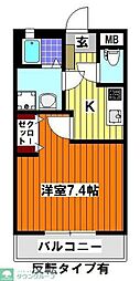 東武越生線 東毛呂駅 徒歩4分の賃貸アパート 2階1Kの間取り