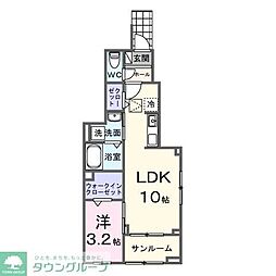 東武東上線 坂戸駅 徒歩22分の賃貸アパート 1階1LDKの間取り