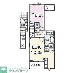 東武東上線 坂戸駅 徒歩22分の賃貸アパート 2階1LDKの間取り