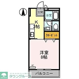 東武越生線 東毛呂駅 徒歩11分の賃貸アパート 2階1Kの間取り