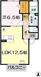 東武越生線 武州唐沢駅 徒歩2分の賃貸アパート 2階1LDKの間取り