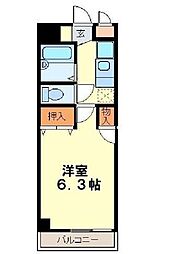 東武東上線 川越市駅 徒歩3分の賃貸マンション 1階1Kの間取り