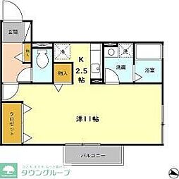 JR川越線 笠幡駅 徒歩20分の賃貸アパート 2階1Kの間取り