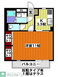 プラチナメープル 1Kの間取図画像