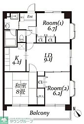 東武東上線 北坂戸駅 徒歩5分の賃貸マンション 5階3LDKの間取り