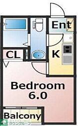 東武東上線 鶴ヶ島駅 徒歩6分の賃貸アパート 3階1Kの間取り