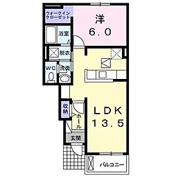 東武東上線 東松山駅 徒歩16分の賃貸アパート 1階1LDKの間取り