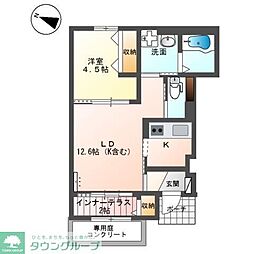 東武越生線 武州唐沢駅 徒歩8分の賃貸アパート 1階1LDKの間取り