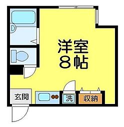 東武東上線 坂戸駅 徒歩12分の賃貸マンション 1階ワンルームの間取り