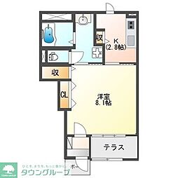 東武東上線 新河岸駅 徒歩13分の賃貸アパート 1階1Kの間取り