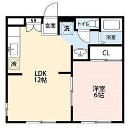 JR川越線 南古谷駅 徒歩8分の賃貸アパート 1階1LDKの間取り