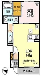 東武東上線 ふじみ野駅 徒歩14分の賃貸アパート 1階1LDKの間取り