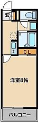 レオパレスサンクワイエット2 1Kの間取図画像