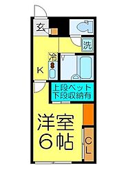 レオパレスTATSUMI 1Kの間取図画像