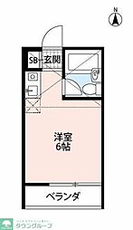 ドミール石川 ワンルームの間取図画像