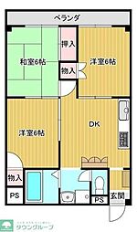 田園キャッスル新狭山 3DKの間取図画像