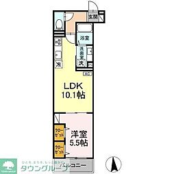 JR中央線 国分寺駅 徒歩20分の賃貸アパート 3階1LDKの間取り