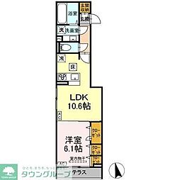 京王線 京王八王子駅 徒歩23分の賃貸アパート 3階1LDKの間取り