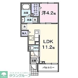 JR中央線 西国分寺駅 徒歩7分の賃貸アパート 1階1LDKの間取り