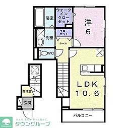 西武国分寺線 小川駅 徒歩20分の賃貸アパート 2階1LDKの間取り