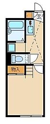 西武新宿線 小平駅 徒歩10分の賃貸アパート 1階1Kの間取り