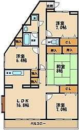 京王線 柴崎駅 徒歩5分の賃貸マンション 1階4LDKの間取り