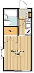 JR中央線 東小金井駅 徒歩2分の賃貸アパート 2階1Kの間取り